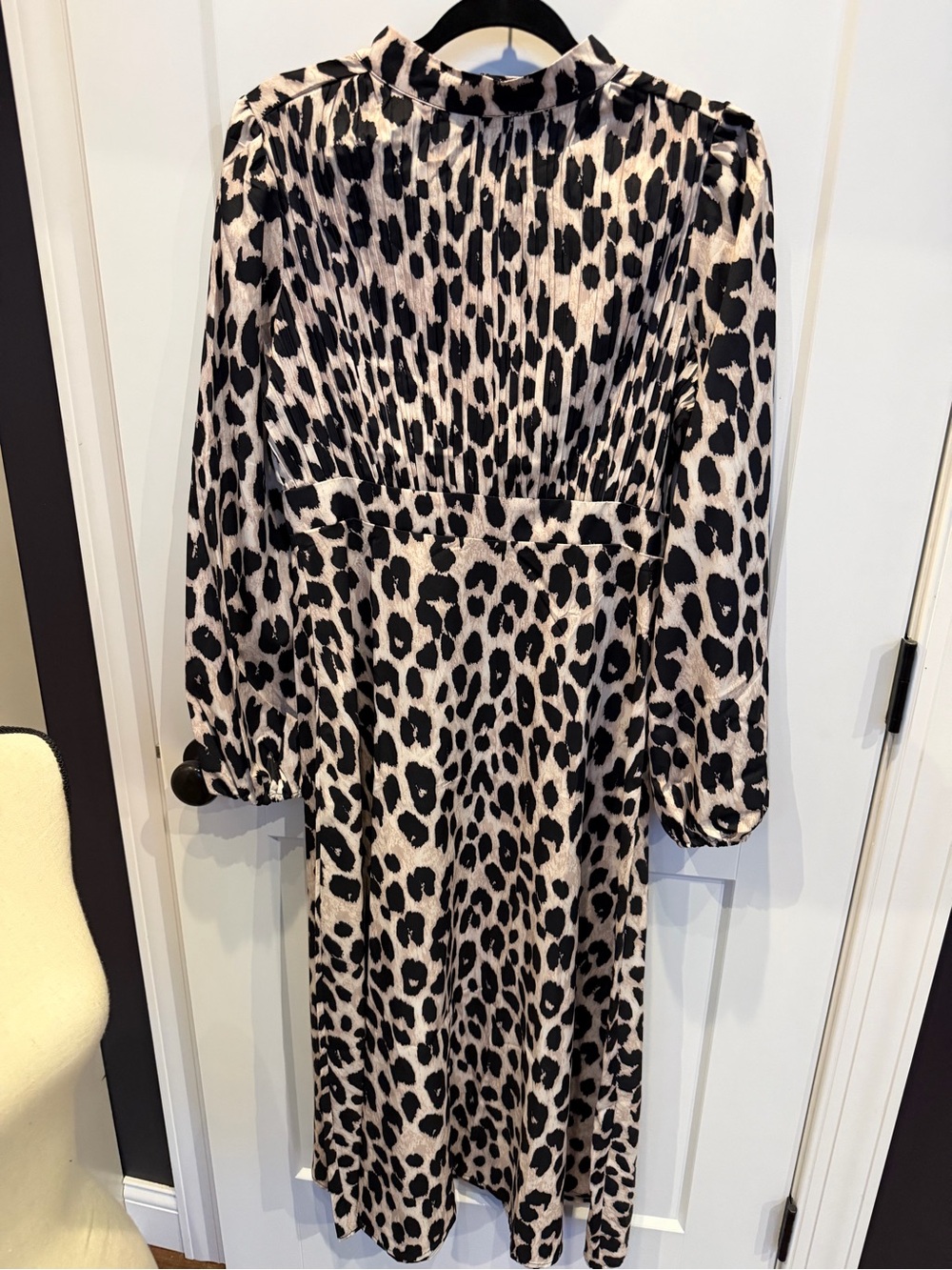 Trendy boutique Black and Cream Leopard Print Midi Dress